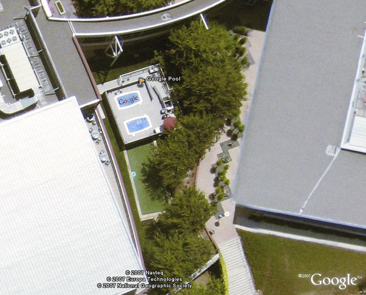 Google Earth Easter Egg - Google Headquarters Swimming Pool