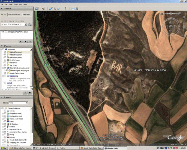 Google Earth Easter Egg "Bar" in the Mountains
