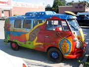 A real life version of the hippy van you drivei n this sequence. Also, by looking in it's window on the game, it will have this picture with the phrase