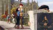 Bon Voyage makes an appearance as a mime who's working in the streets of Paris in